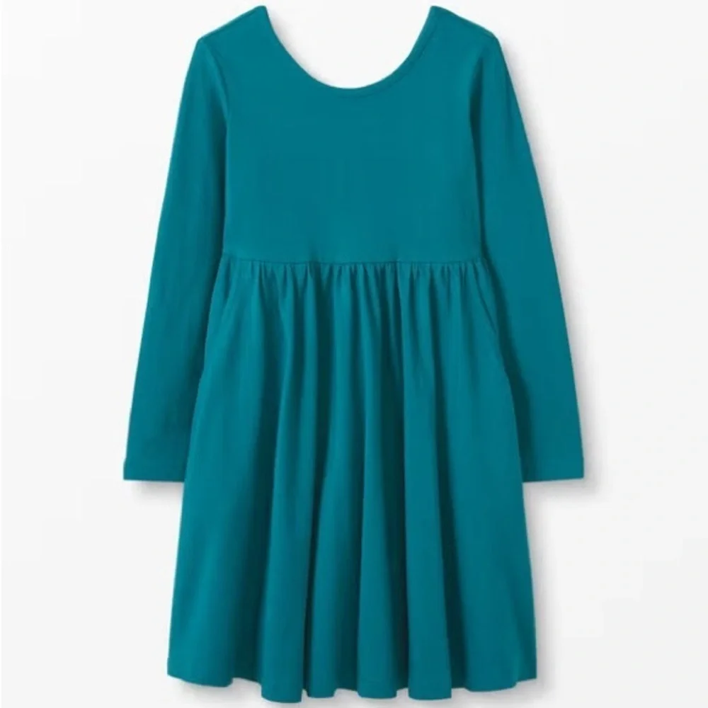 Hanna Andersson skater Dress blue 6/7Y pockets cotton